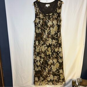 Studio I Brown Sleeveless Maxi Dress Floral size 22W workwear vacation